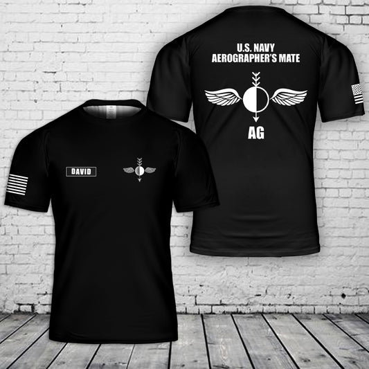 Custom Name US Navy Aerographer's Mate 3D T-Shirt