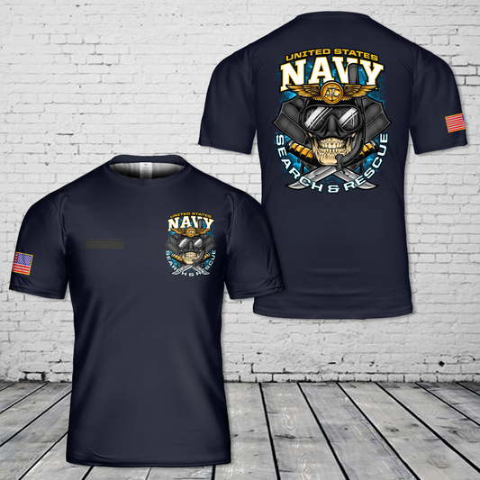 Custom Name US Navy Air Crew Rescue Swimmer T-Shirt 3D