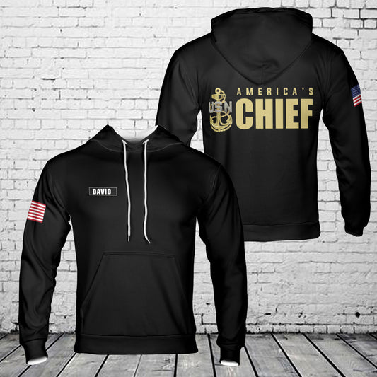 Custom Name US Navy Americas Chief 3D Hoodie