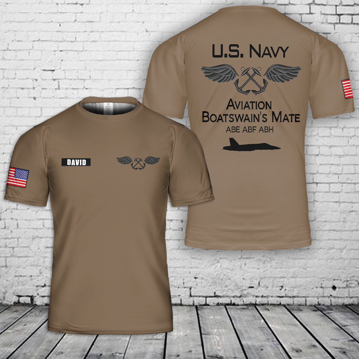 Custom Name US Navy Aviation Boatswain's Mates T-Shirt 3D