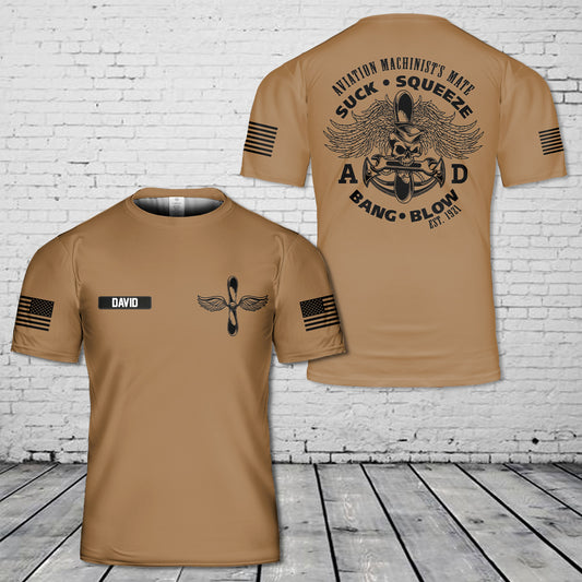 Custom Name US Navy Aviation Machinist's Mates 3D T-Shirt