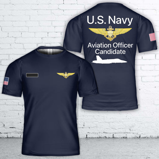 Custom Name US Navy Aviation Officer Candidate (AOC) T-Shirt 3D