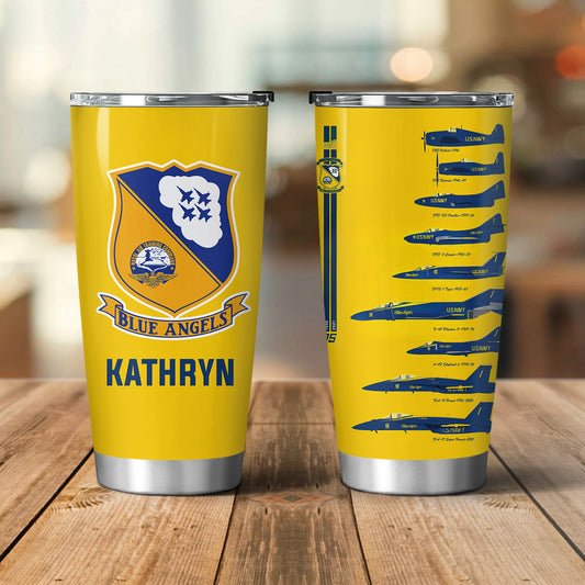 Custom Name US Navy Blue Angels Chronology 70th Blue Print Vagabond 20oz Tumbler