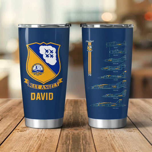 Custom Name US Navy Blue Angels Chronology 70th Blue Print  Vagabond 20oz Tumbler NLSI2904PL02