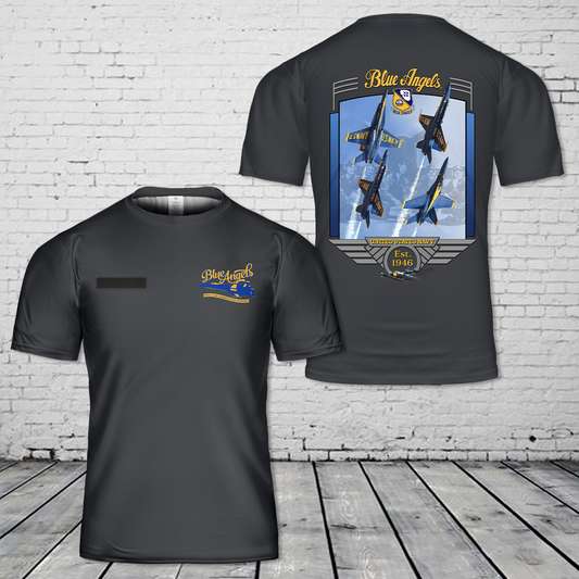 Custom Name US Navy Blue Angels T-Shirt 3D