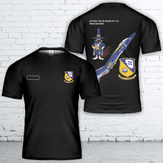 Custom Name US Navy Blue Angels F-4J Phantom II 1969 Season T-Shirt 3D