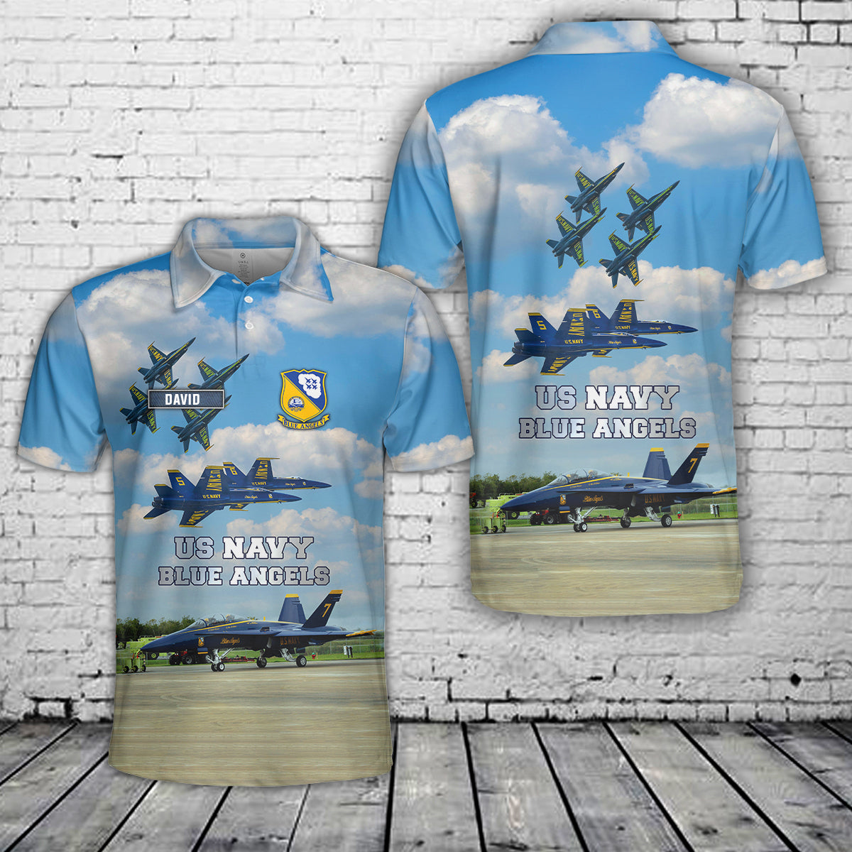 Custom Name US Navy Blue Angels Polo Shirt