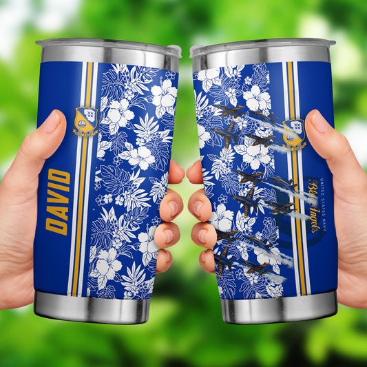 Custom Name US Navy Blue Angels Tumbler 20oz