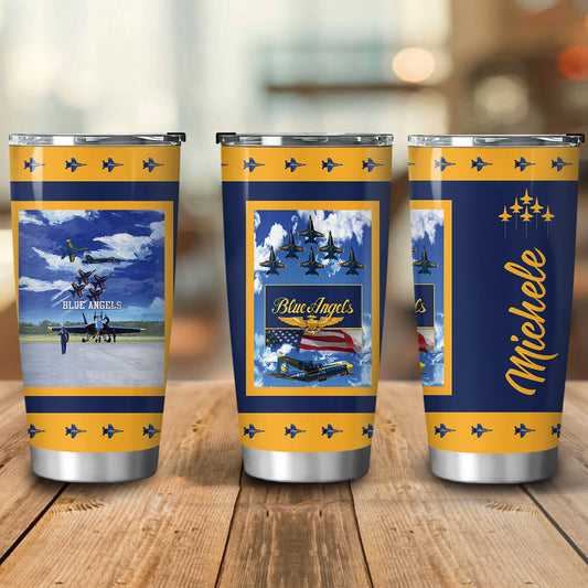 Custom Name US Navy Blue Angels Tumbler 20oz