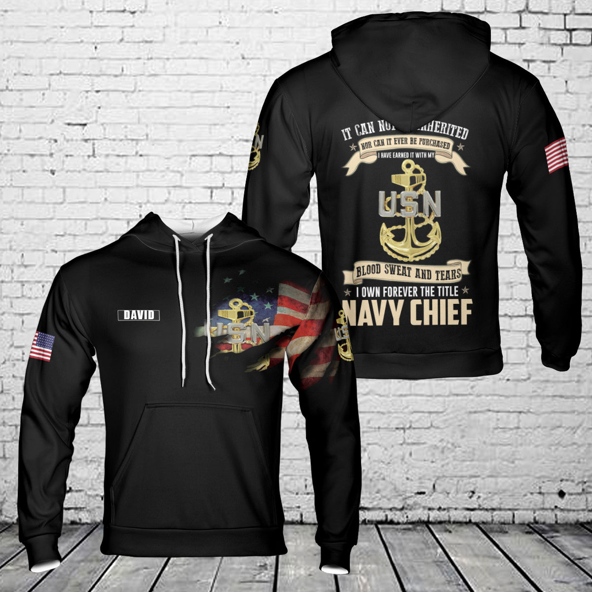 Custom Name US Navy Chief 3D Hoodie