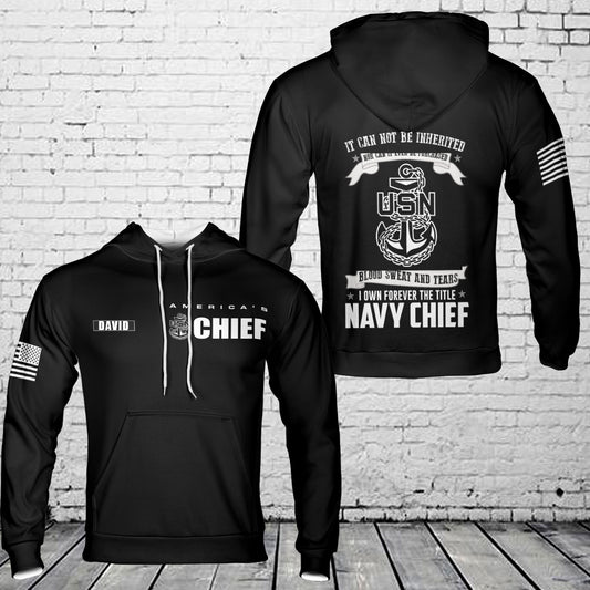 Custom Name US Navy Chief 3D Hoodie