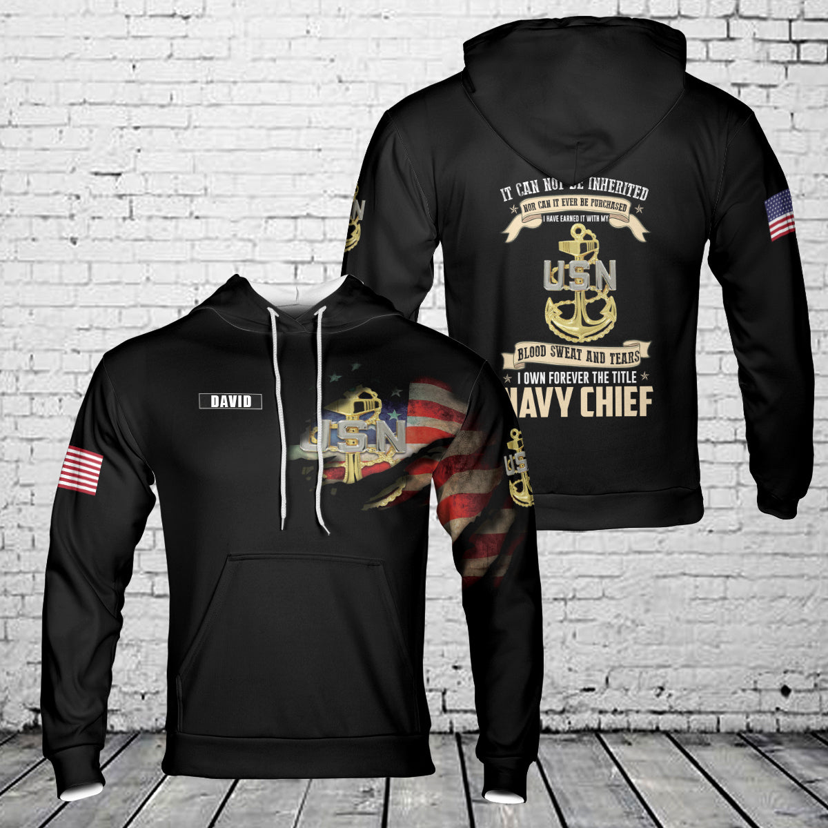 Custom Name US Navy Chief 3D Hoodie