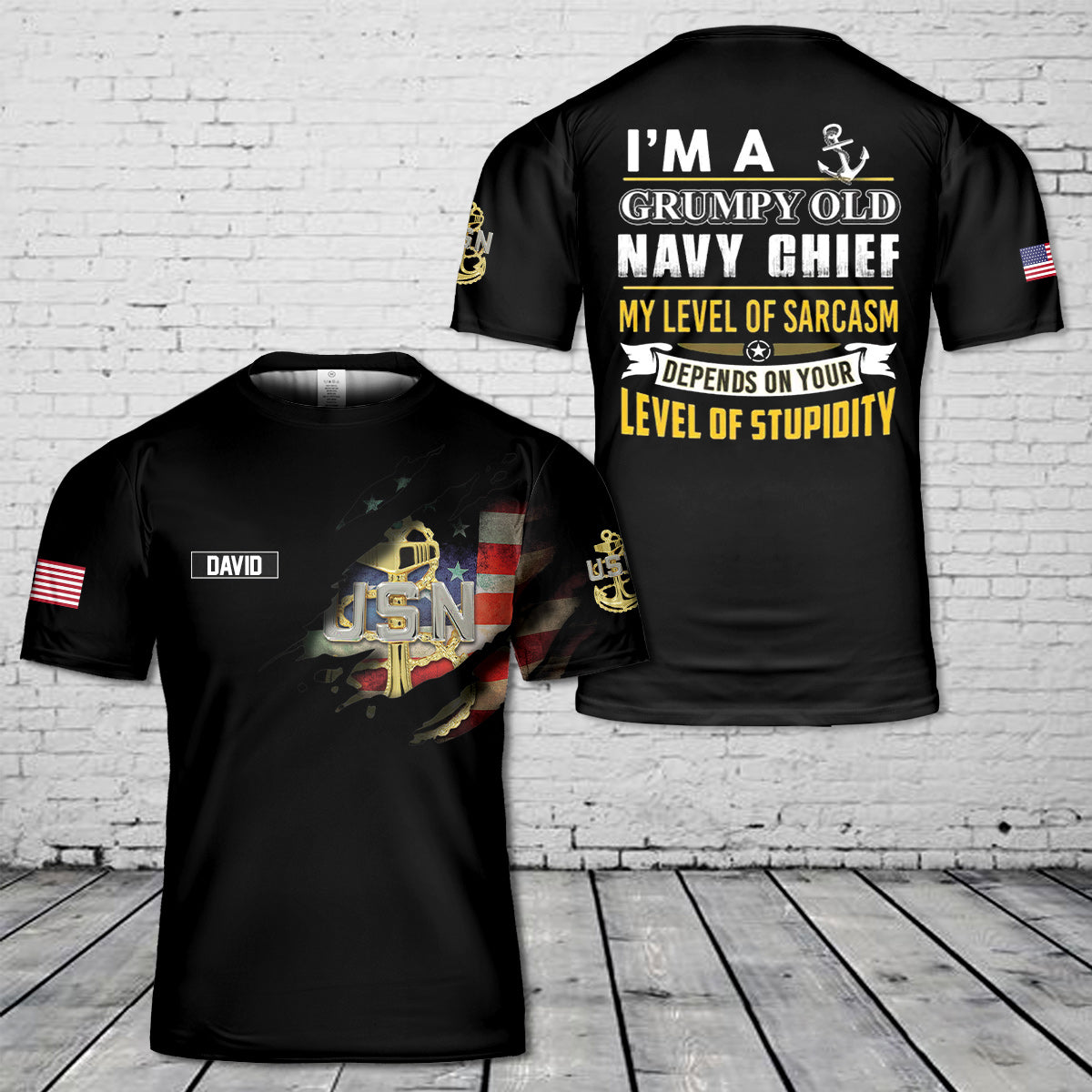 Custom Name US Navy Chief 3D T-Shirt