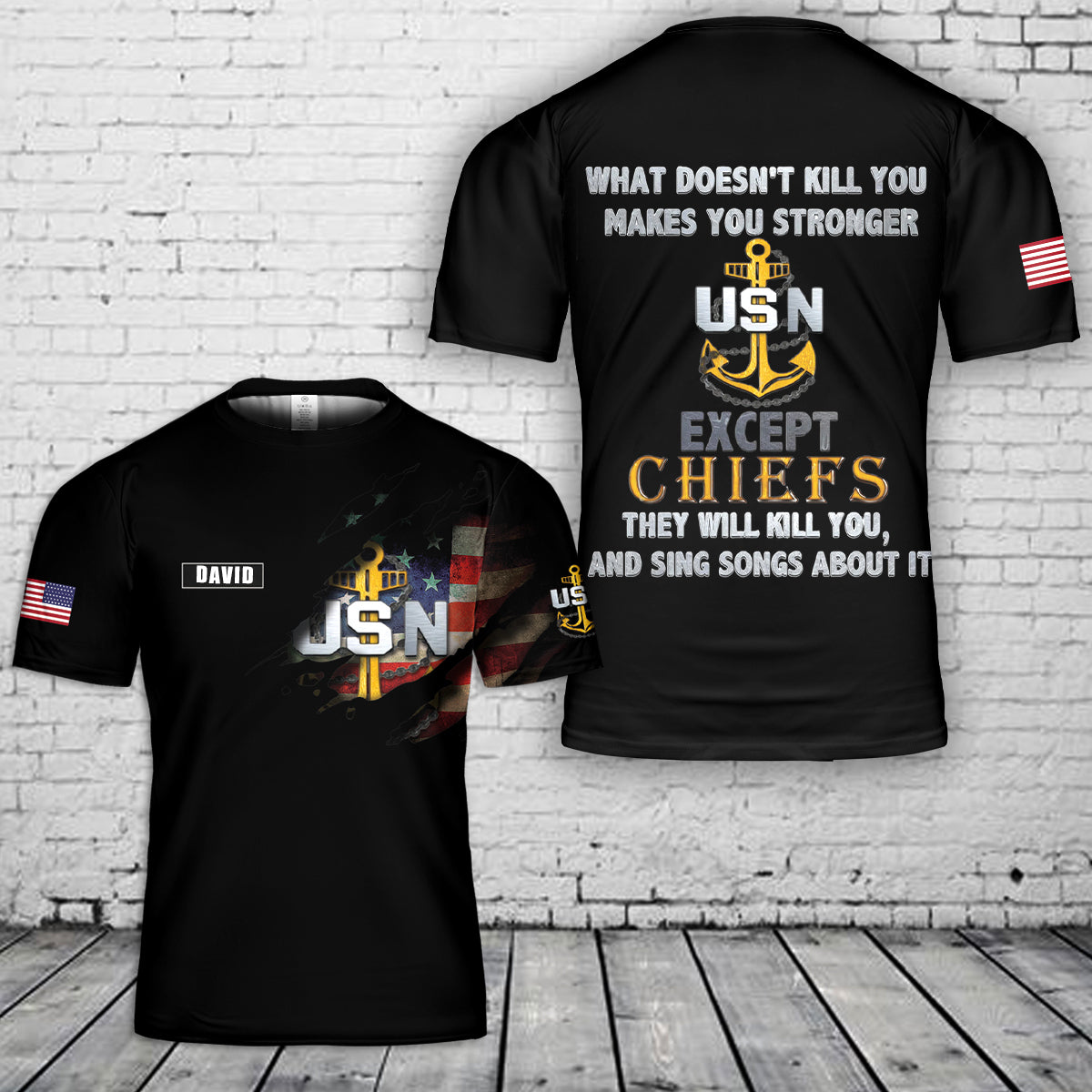 Custom Name US Navy Chief 3D T-Shirt