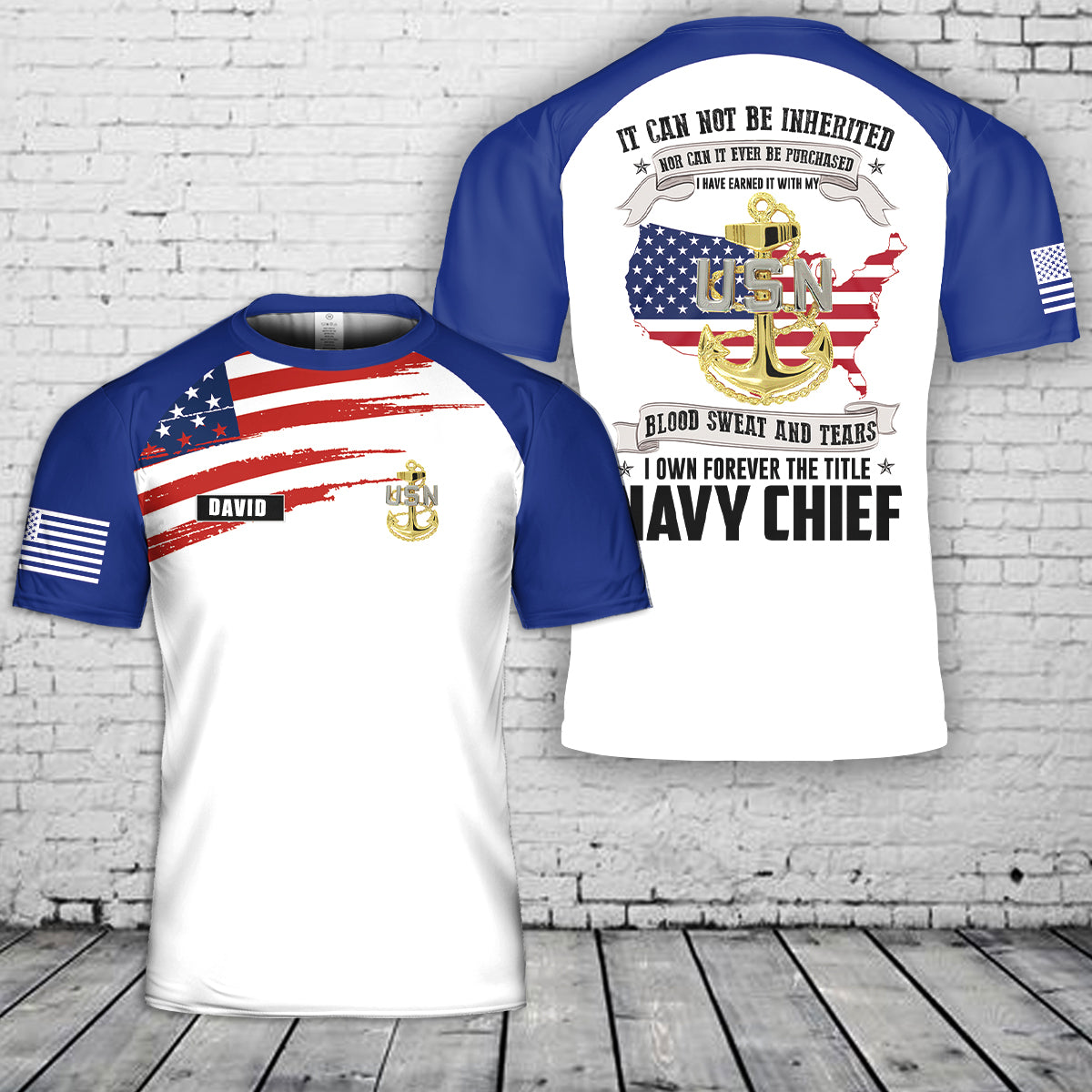 Custom Name US Navy Chief 3D T-Shirt