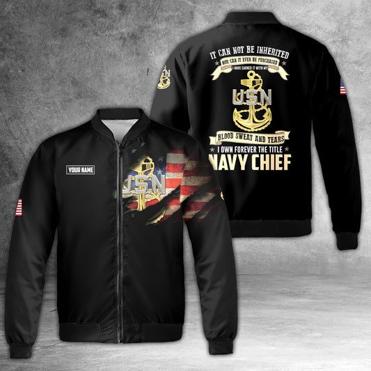 Custom Name US Navy Chief AOP Bomber Jacket