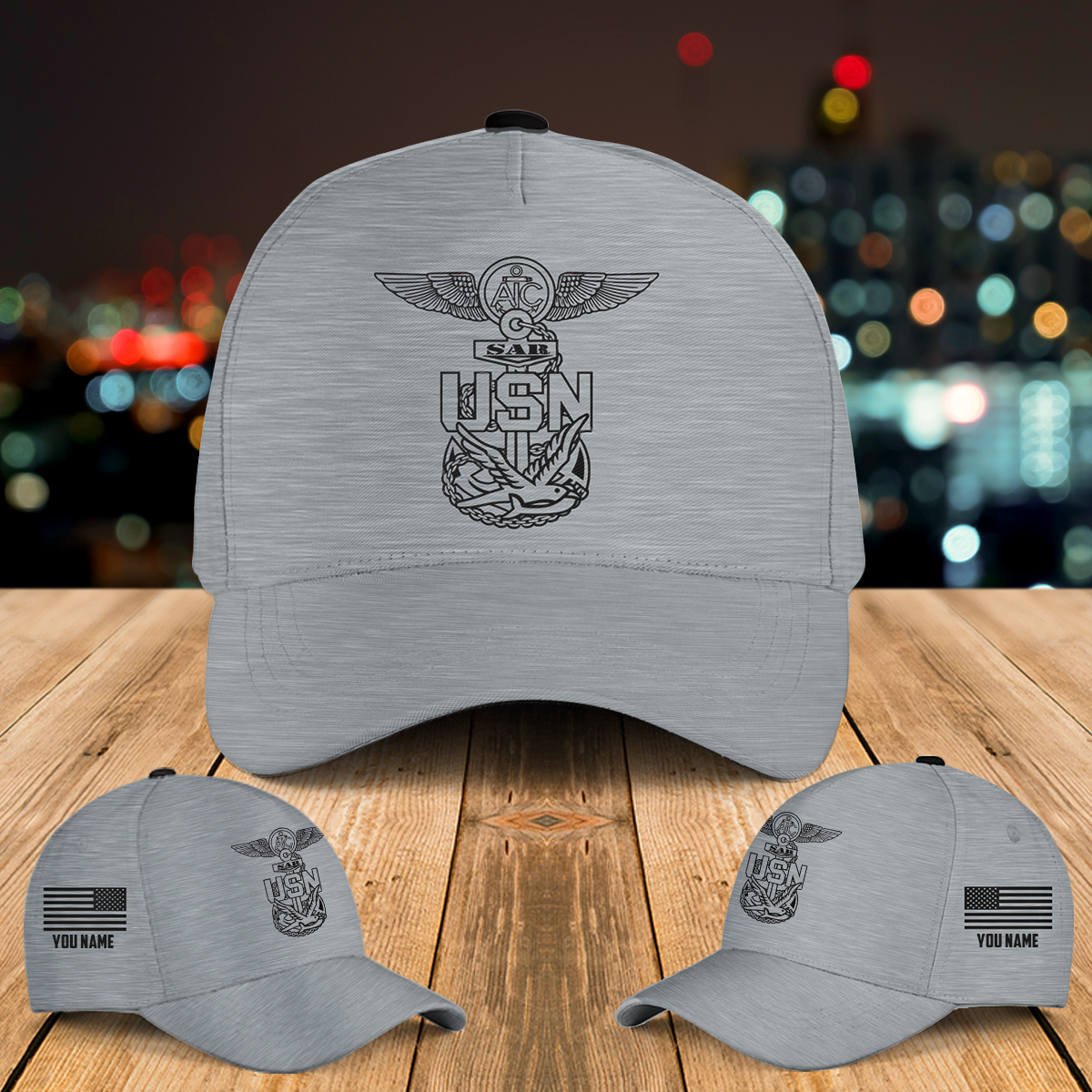 Custom Name US Navy Chief Anchor SAR Aircrew Baseball Cap