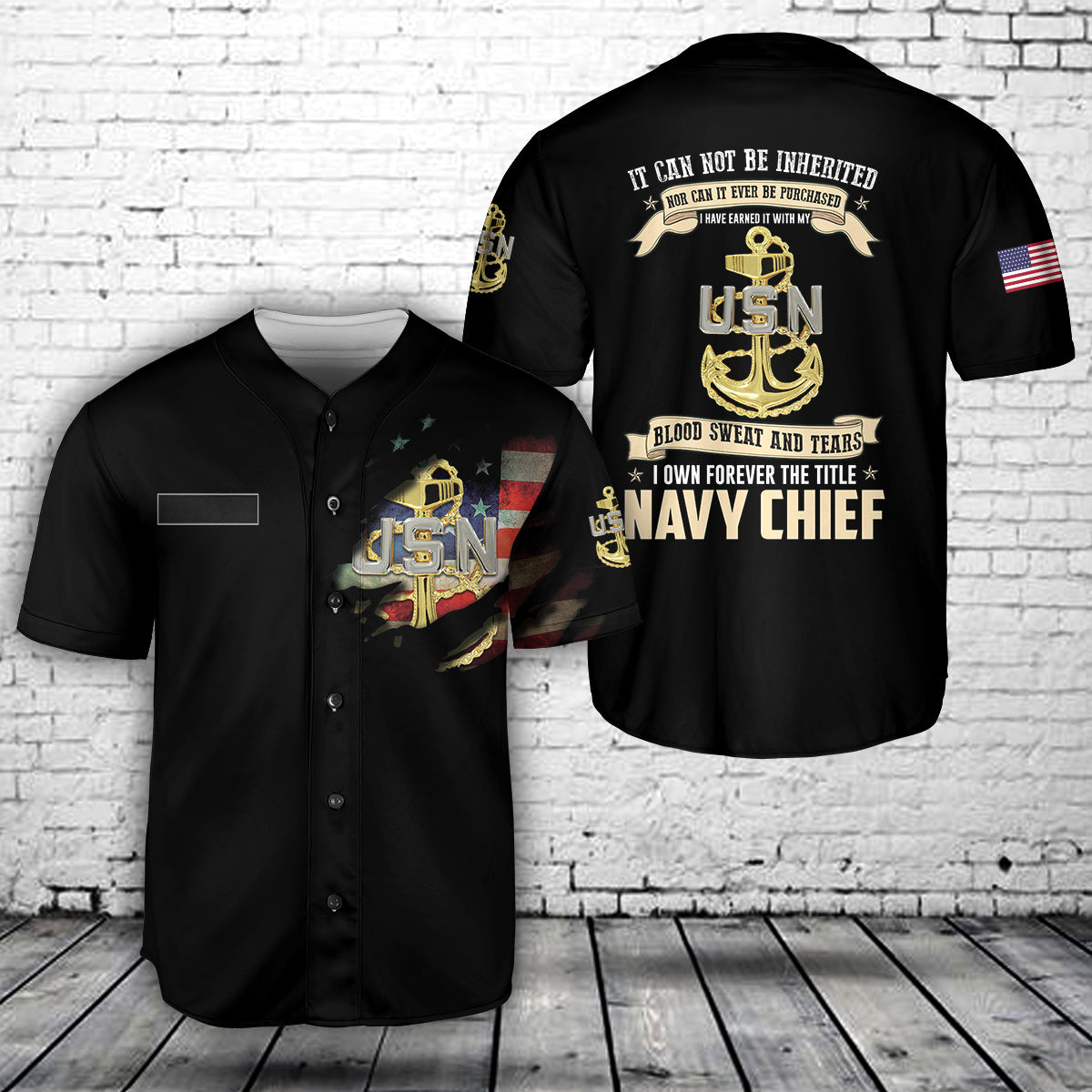 Custom Name US Navy Chief Baseball Jersey