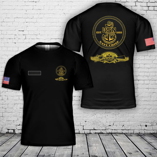 Custom Name US Navy Chief Expeditionary Warfare T-Shirt 3D