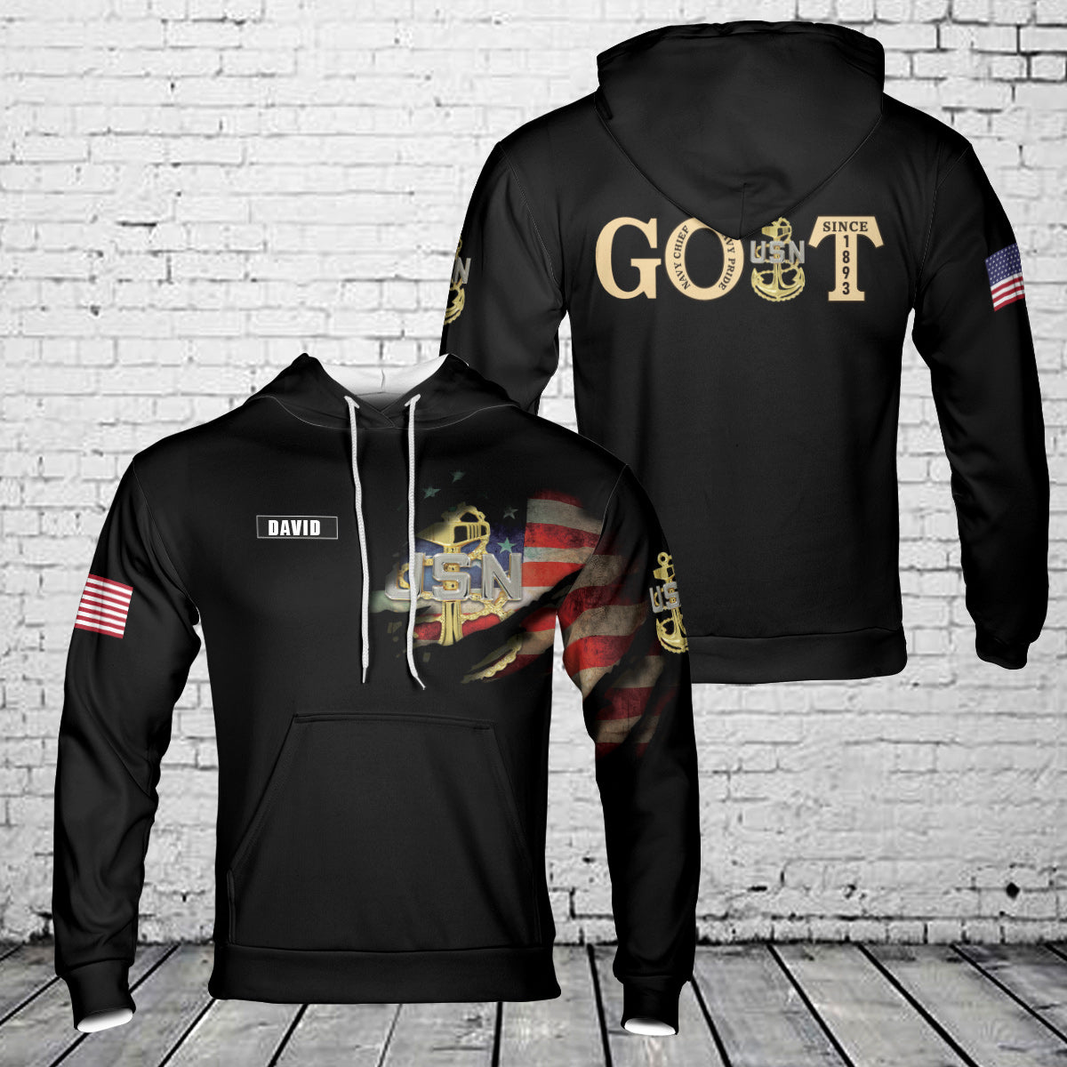 Custom Name US Navy Chief GOAT 3D Hoodie