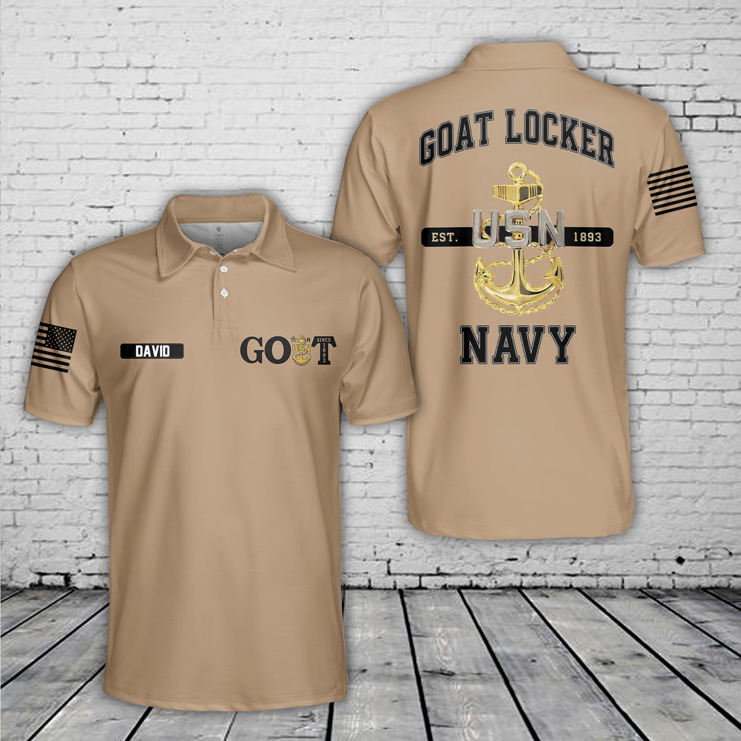 Custom Name US Navy Chief GOAT Since 1893 Polo Shirt