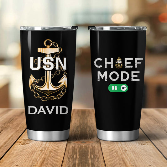 Custom Name US Navy Chief Mode Tumbler 20OZ