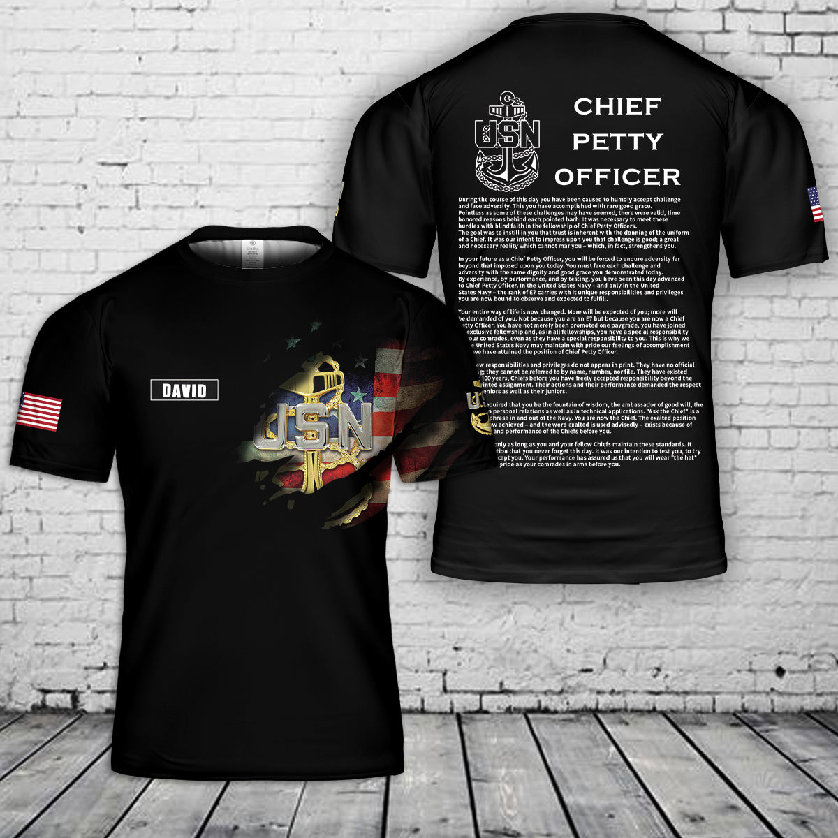 Custom Name US Navy Chief Petty Officer 3D T-Shirt