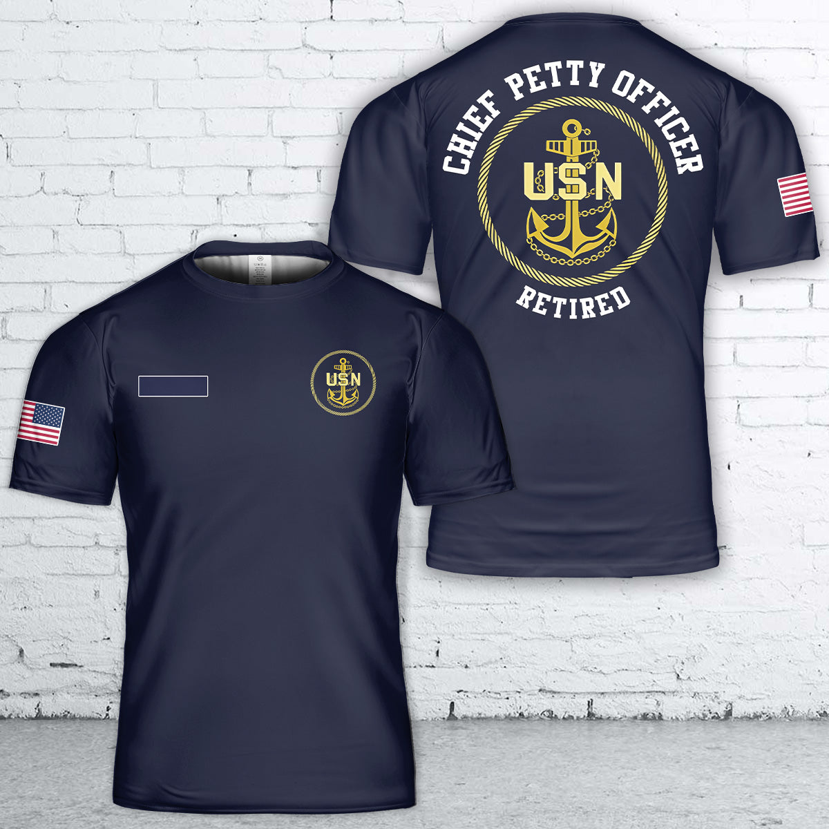 Custom Name US Navy Chief Petty Officer Retired T-Shirt 3D