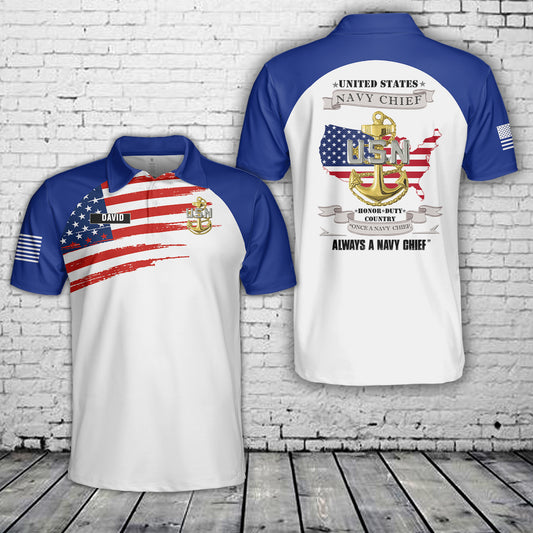 Custom Name US Navy Chief Polo Shirt