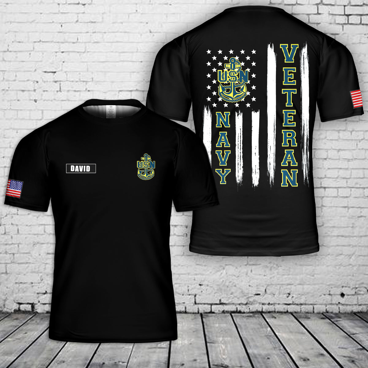 Custom Name US Navy Chief Veteran 3D T-Shirt