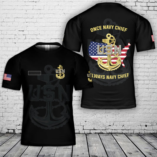Custom Name US Navy Chief T-Shirt 3D