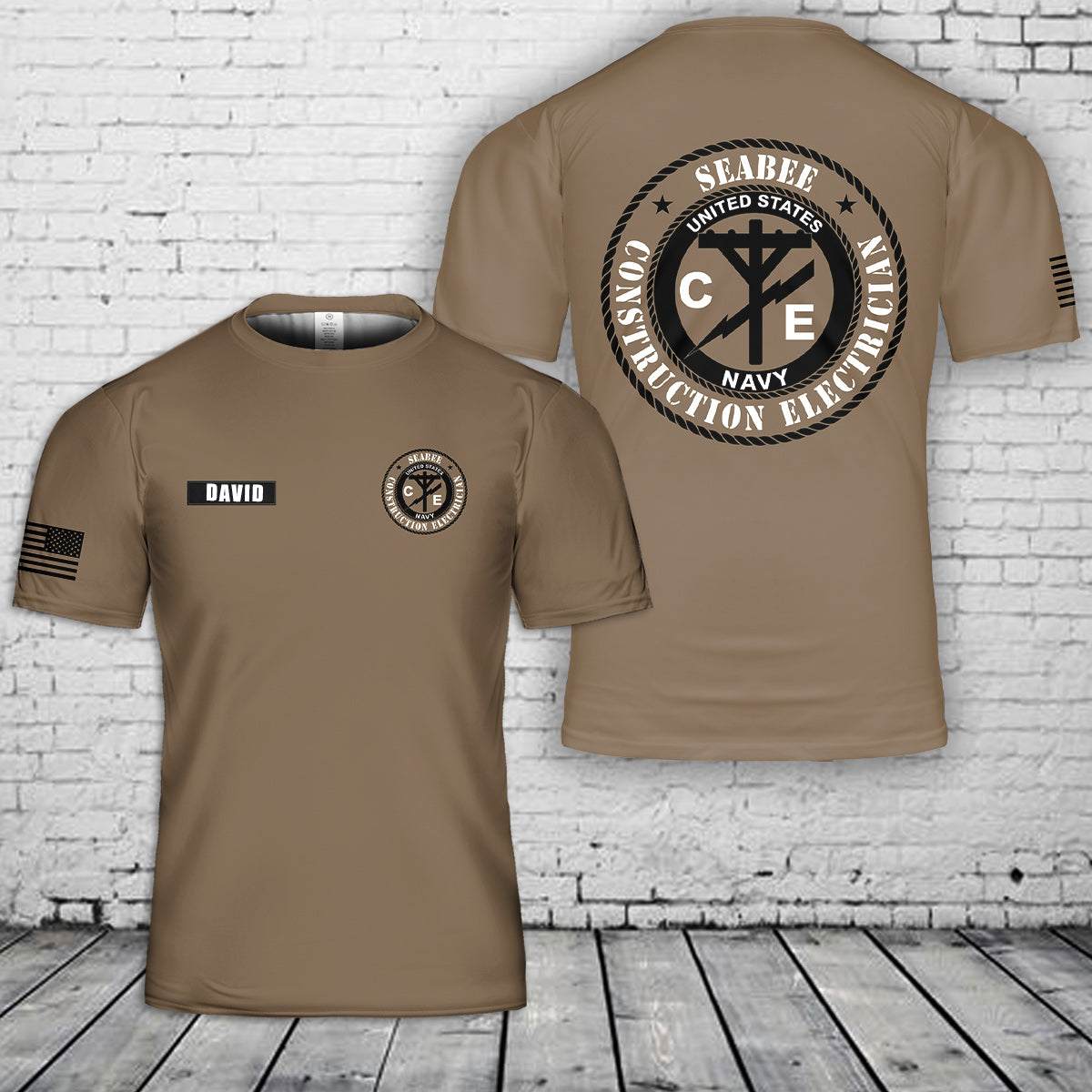 Custom Name US Navy Construction Electrician CE Rating 3D T-Shirt