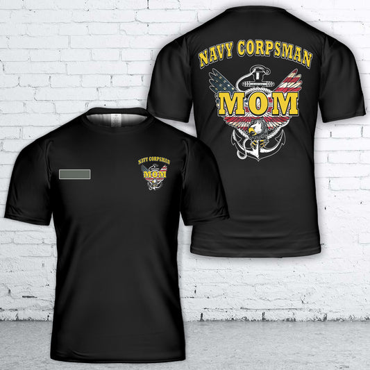 Custom Name US Navy Corpsman Mom T-Shirt 3D