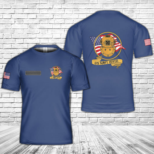 Custom Name US Navy Diver T-Shirt 3D