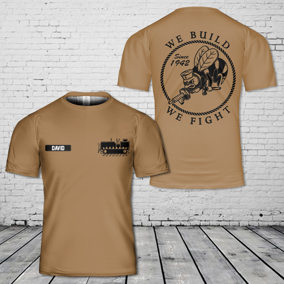 Custom Name US Navy EO Seabee 3D T-Shirt