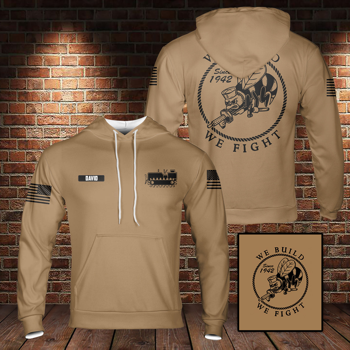 Custom Name US Navy Equipment Operator Seabee Pride 3D Hoodie