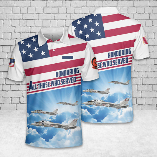 Custom Name US Navy F-14A Tomcat VF-301 Devil's Disciples, ND101 / 158990. CVWR-30, NAS Miramar, CA Polo Shirt