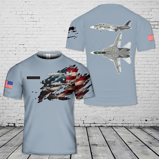 Custom Name US Navy F-14 Tomcat Of VFA-143 ''Pukin Dogs'' T-Shirt 3D