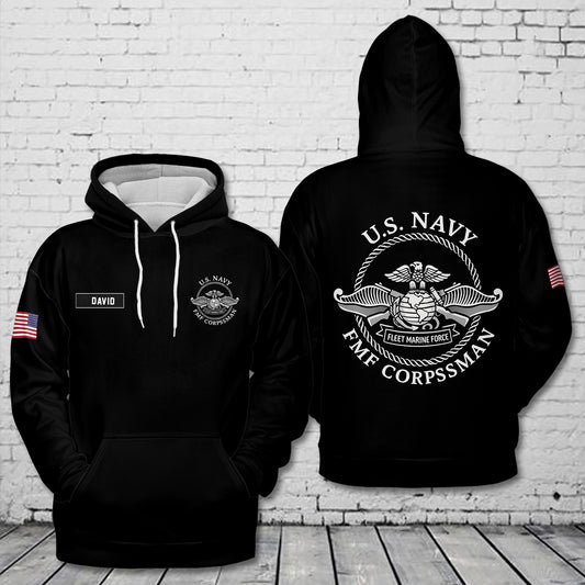 Custom Name US Navy FMF Corpsman 3D Hoodie