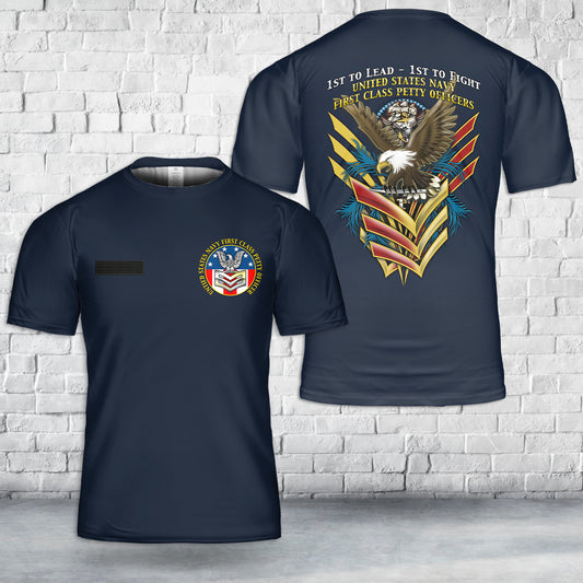 Custom Name US Navy First Class Petty Officer T-Shirt 3D
