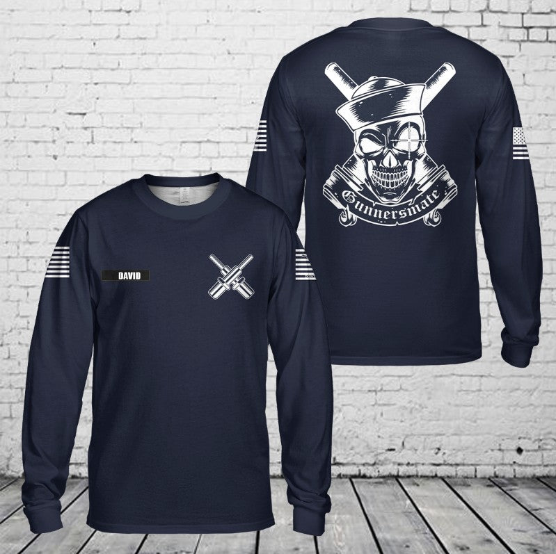 Custom Name US Navy Gunner's Mate Long Sleeve Shirt