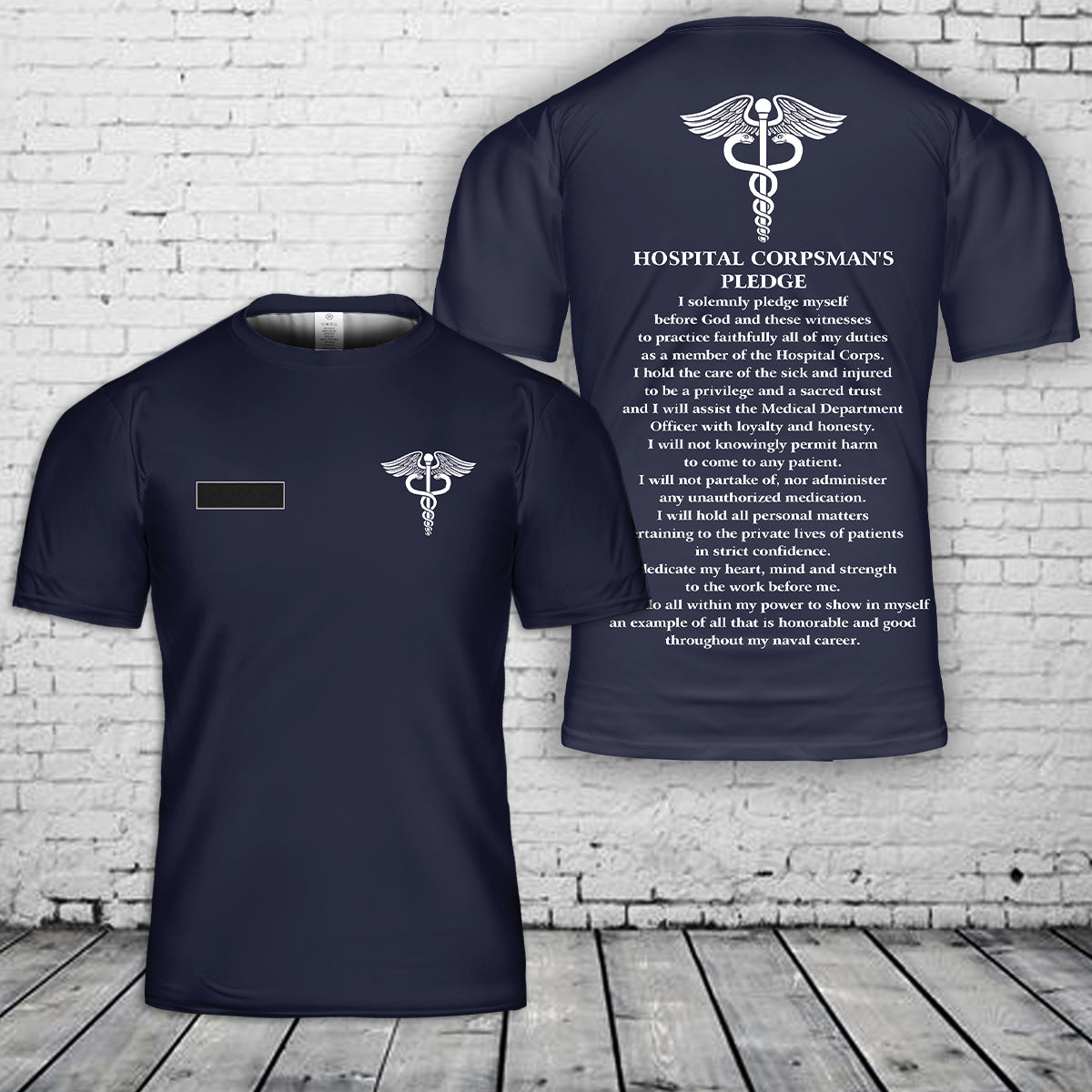 Custom Name US Navy Hospital Corpsman T-Shirt 3D