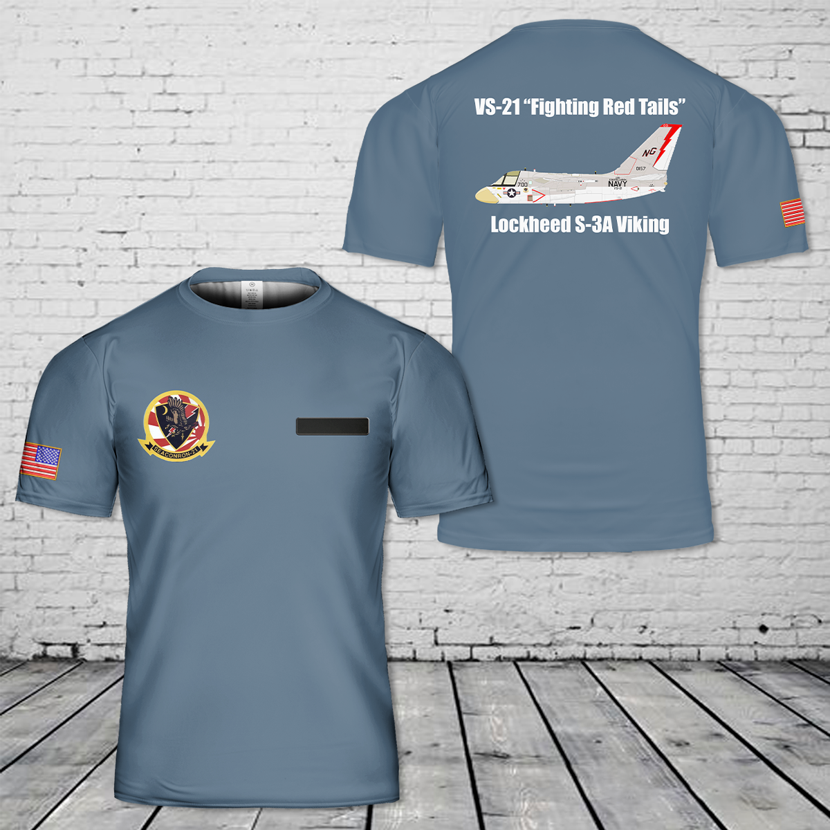 Custom Name US Navy Lockheed S-3A Viking BuNo 160157, VS-21, USS Constellation (CV-64), 1978 T-Shirt 3D
