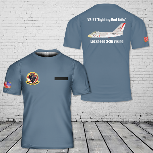 Custom Name US Navy Lockheed S-3A Viking BuNo 160157, VS-21, USS Constellation (CV-64), 1978 T-Shirt 3D