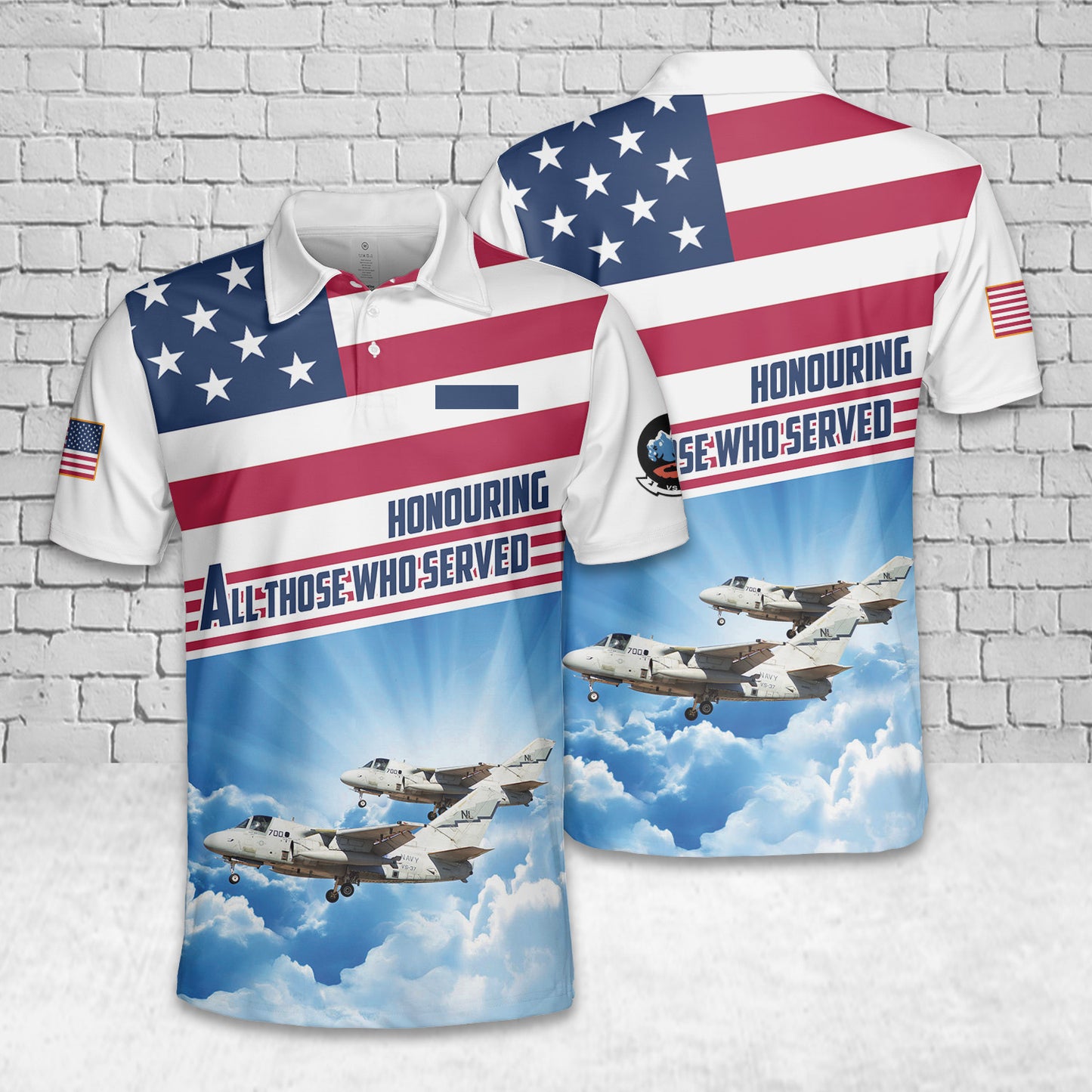 Custom Name US Navy Lockheed S-3B Viking Of VS-37 "Sawbucks" Polo Shirt