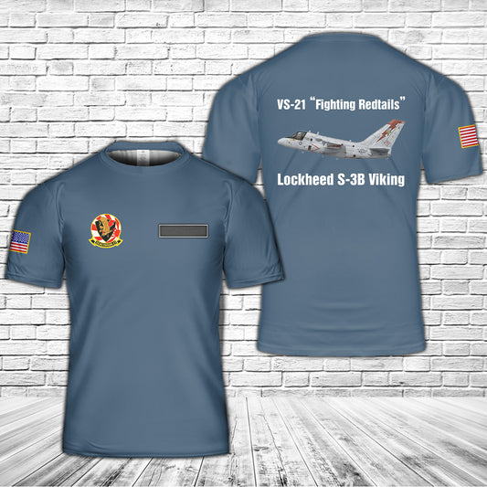 Custom Name US Navy Lockheed S-3B Viking VS-21 Fighting Redtails, NF700 160156. CVW-5, USS Independence CV-62 - 1994 T-Shirt 3D