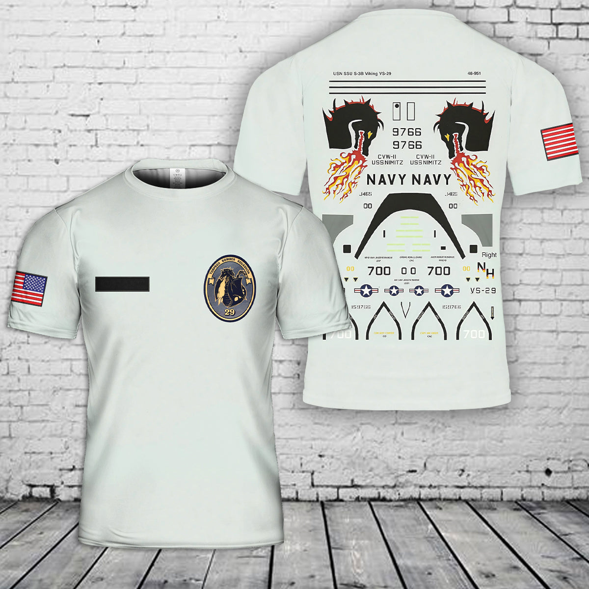 Custom Name US Navy Lockheed S-3B Viking VS-29 T-Shirt 3D