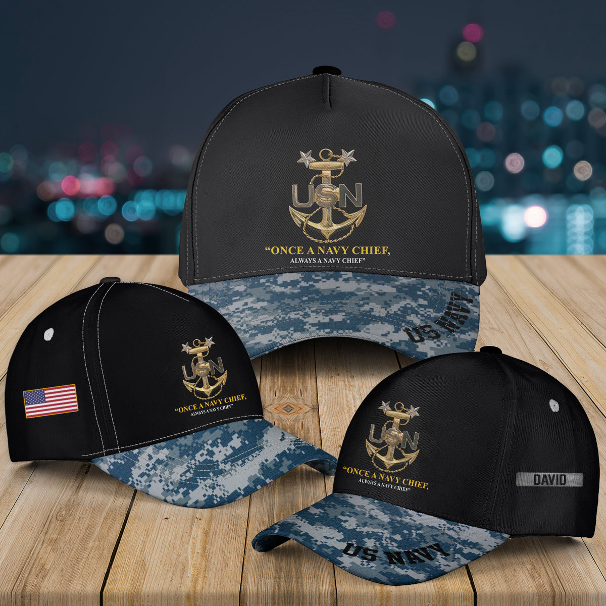 Custom Name US Navy Master Chief Baseball Cap