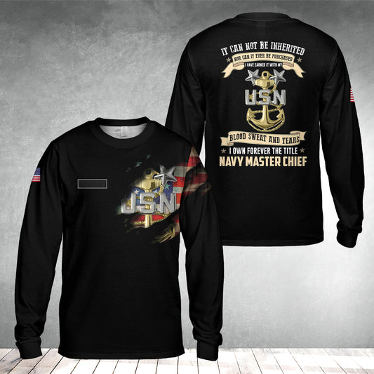 Custom Name US Navy Master Chief Long Sleeve Shirt