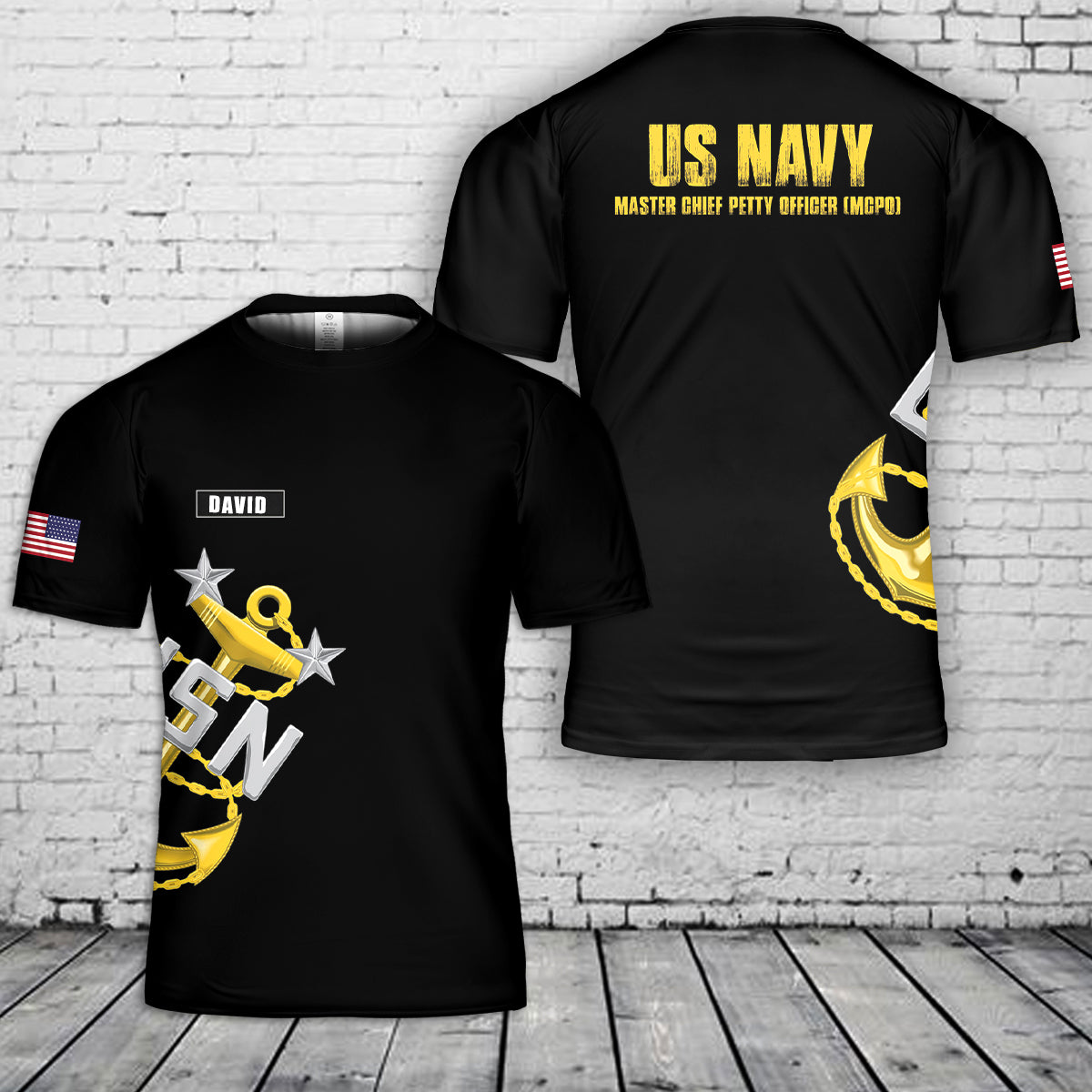 Custom Name US Navy Master Chief Petty Officer (MCPO) T-Shirt 3D